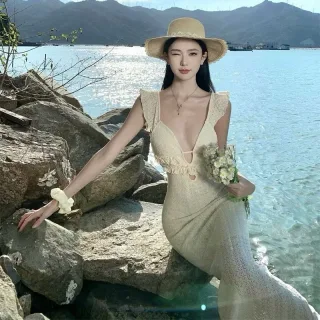 Ảnh 2 của Váy maxi ren kem nữ cho thuê