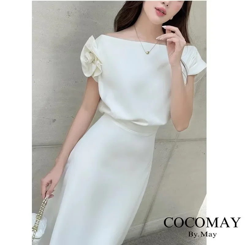 Ảnh 2 của Đầm maxi trắng trễ vai nữ