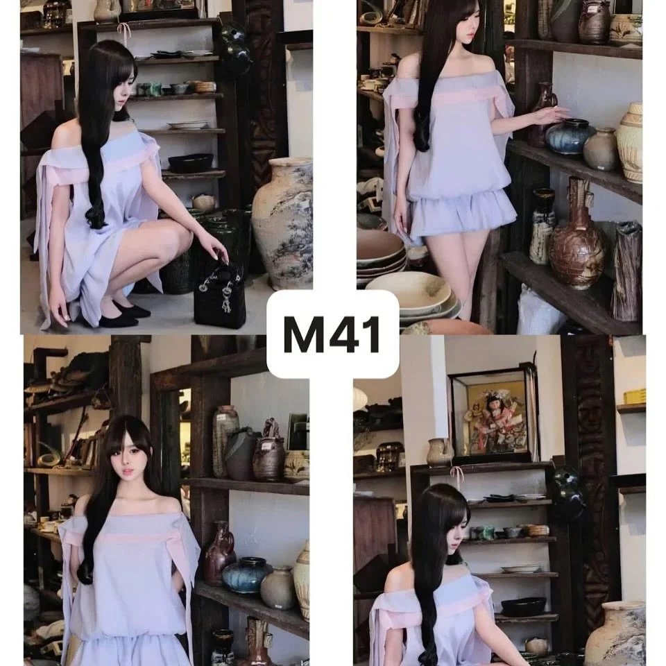 Ảnh 5 của Váy trễ vai tím pastel nữ tính