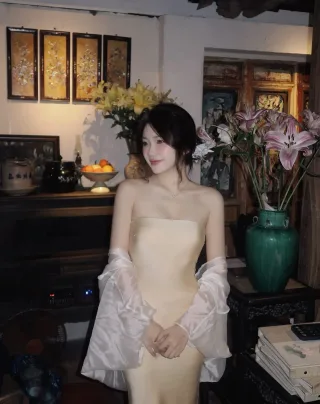 Photo 1 of Đầm cúp ngực tay voan bồng nhiều màu