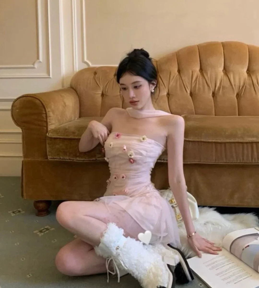 Photo 1 of Đầm tulle hồng pastel size M nữ