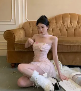 Photo 1 of Đầm tulle hồng pastel size M nữ