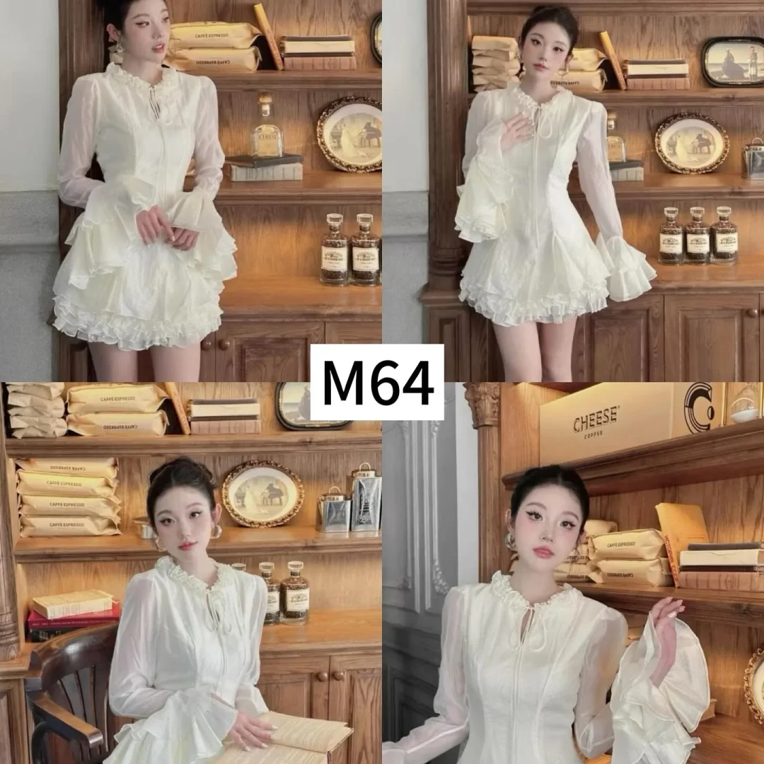 Ảnh 5 của Váy trắng bèo nhún tay dài nữ