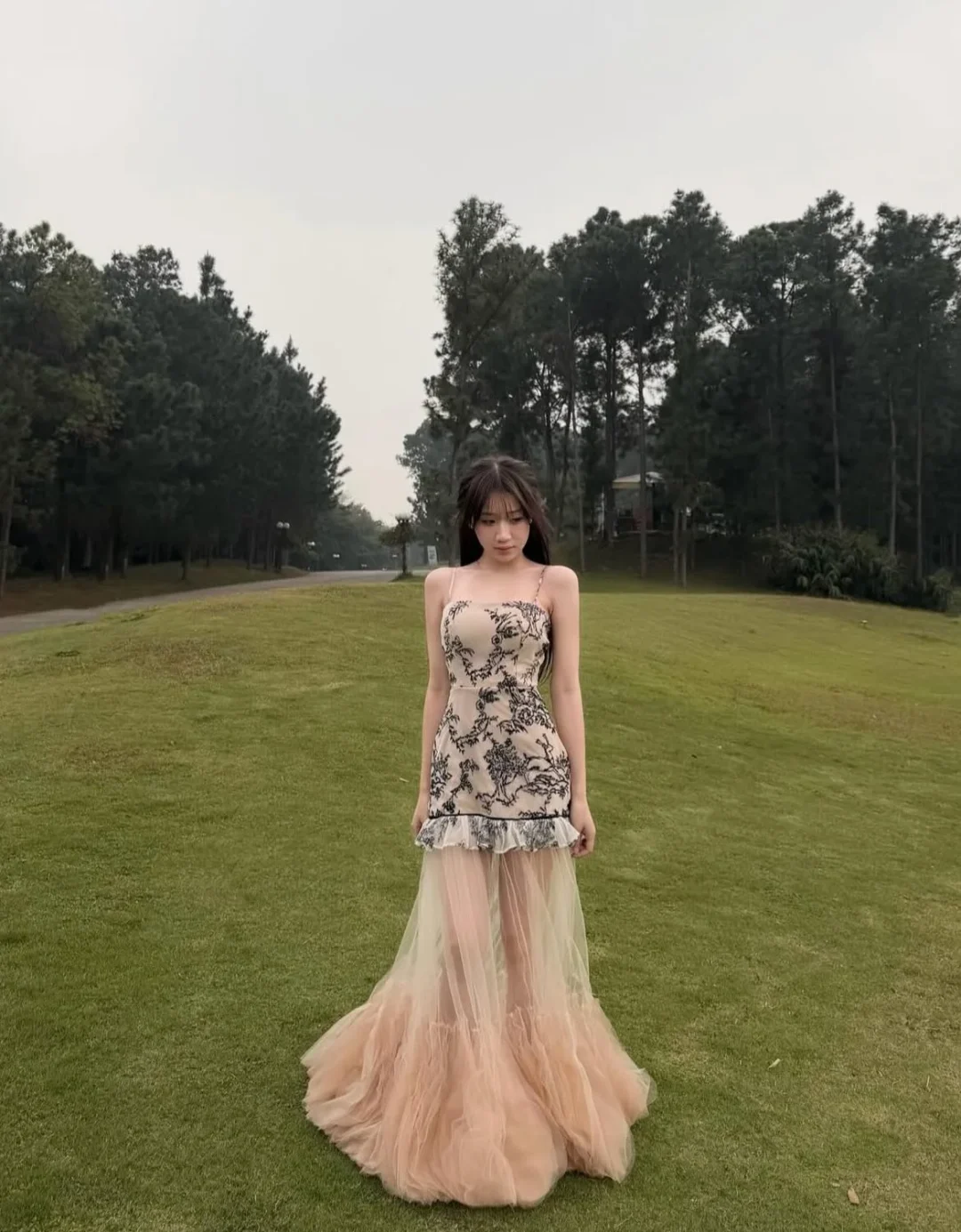 Ảnh 1 của Váy maxi voan thêu hoa hai dây nữ