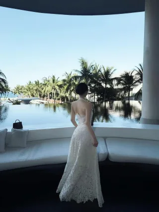 Ảnh 3 của Đầm maxi ren trắng nữ sang trọng