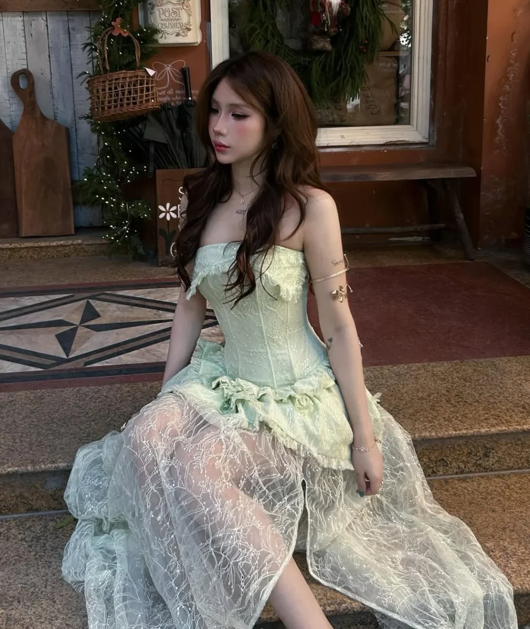 Ảnh 9 của Đầm corset peplum xanh mint dạ hội