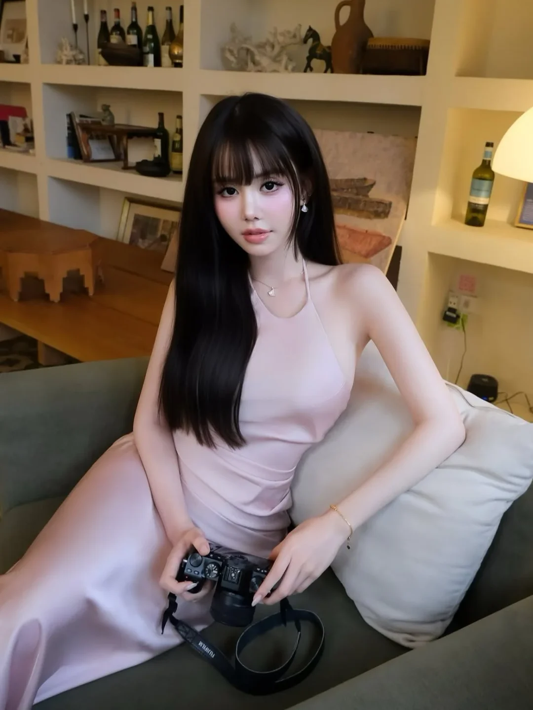 Ảnh 7 của Đầm dạ hội halter hồng nhạt size M