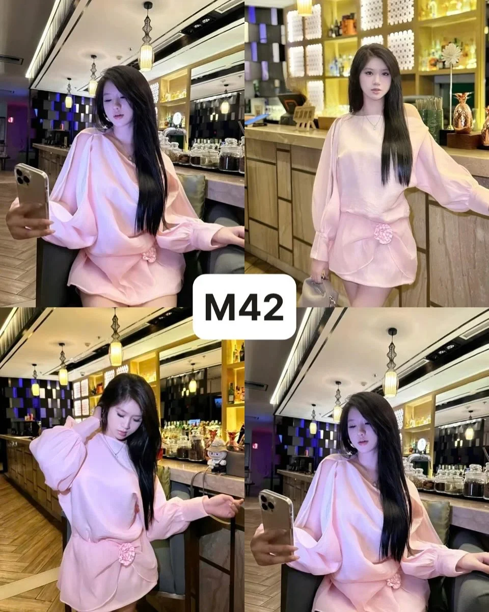 Photo 4 of Set maxi hồng lụa hottrend nữ