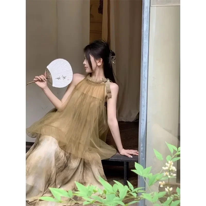Ảnh 2 của Đầm maxi voan vàng mustard nữ cho thuê