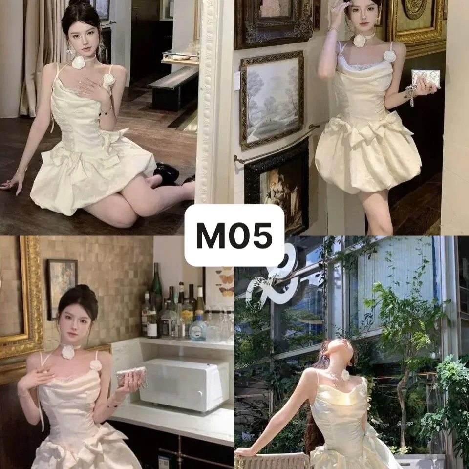 Ảnh 5 của Đầm ngắn lụa vàng nhạt hottrend nữ