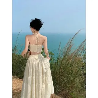 Photo 4 of Set croptop maxi vàng nhạt phong cách boho
