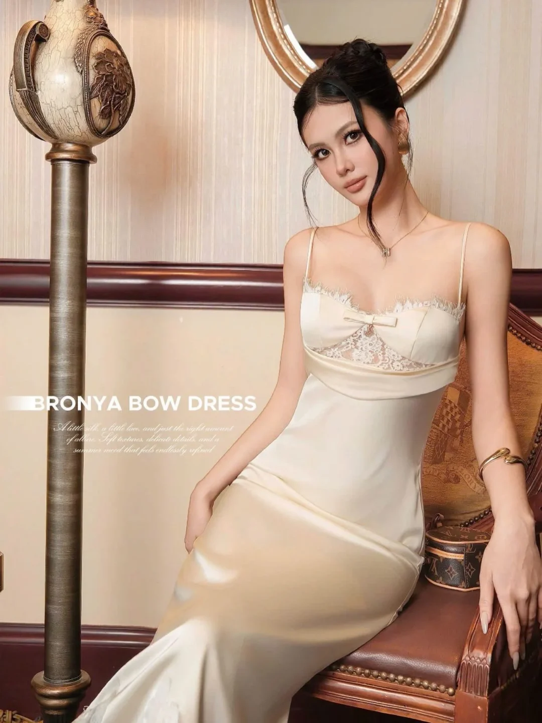 Ảnh 6 của Váy dài ren lụa kem hai dây size M