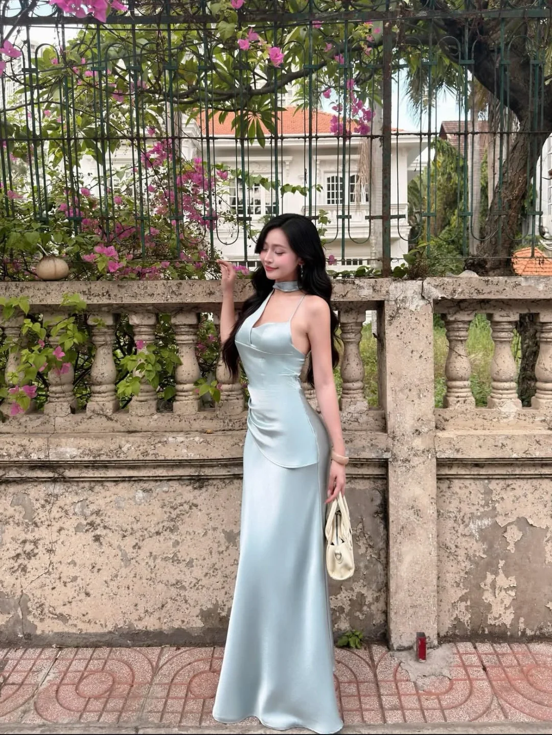 Photo 4 of Váy dạ hội lụa xanh mint size M
