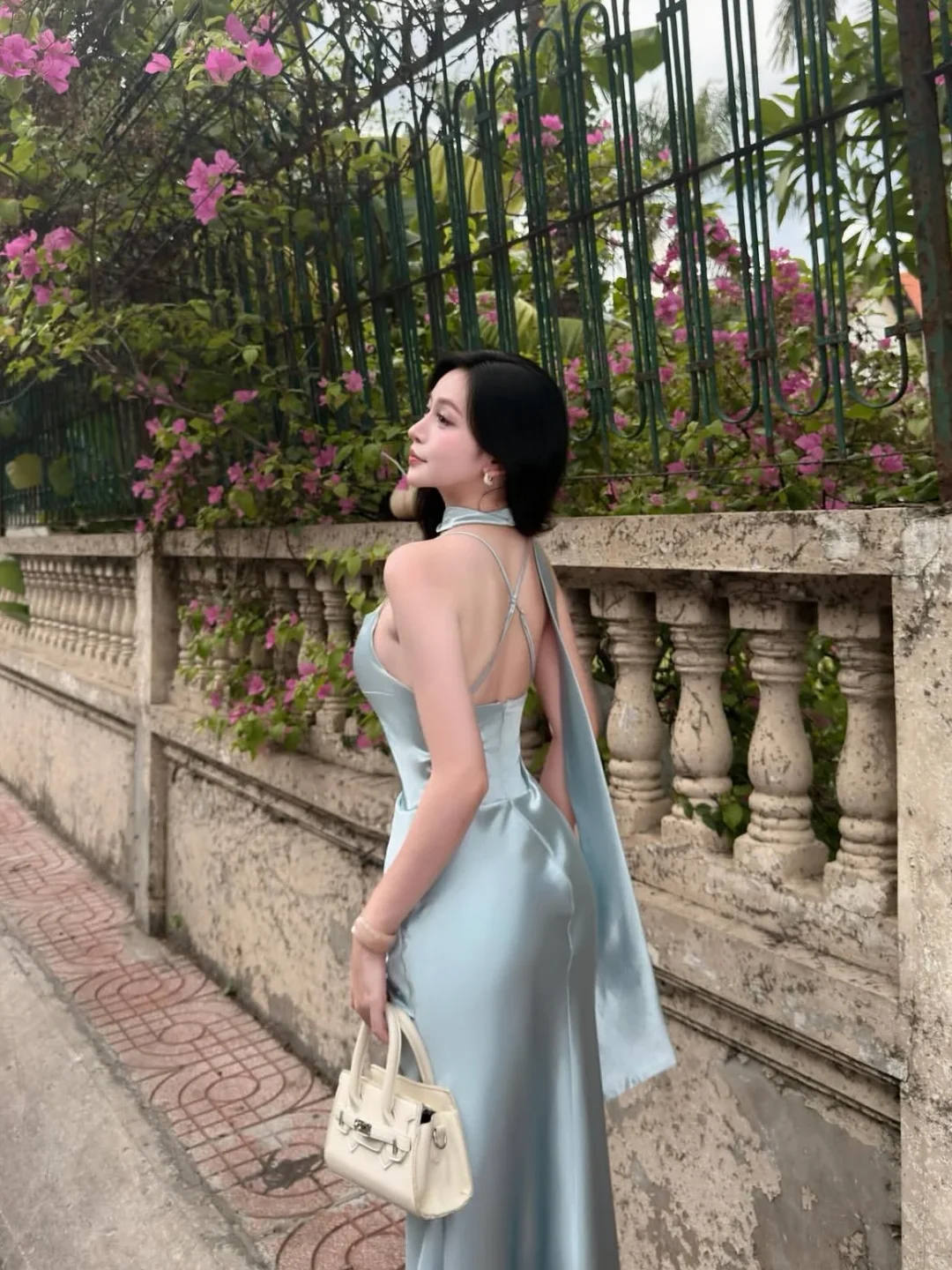 Photo 6 of Váy dạ hội lụa xanh mint size M