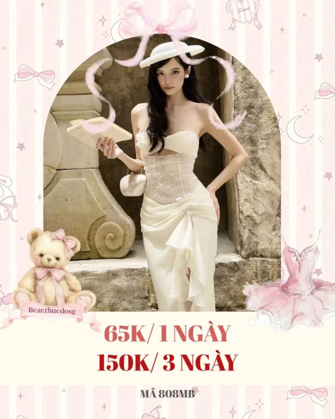 Photo 1 of Đầm trắng cúp ngực ren nữ size S