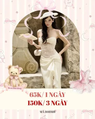 Photo 1 of Đầm trắng cúp ngực ren nữ size S