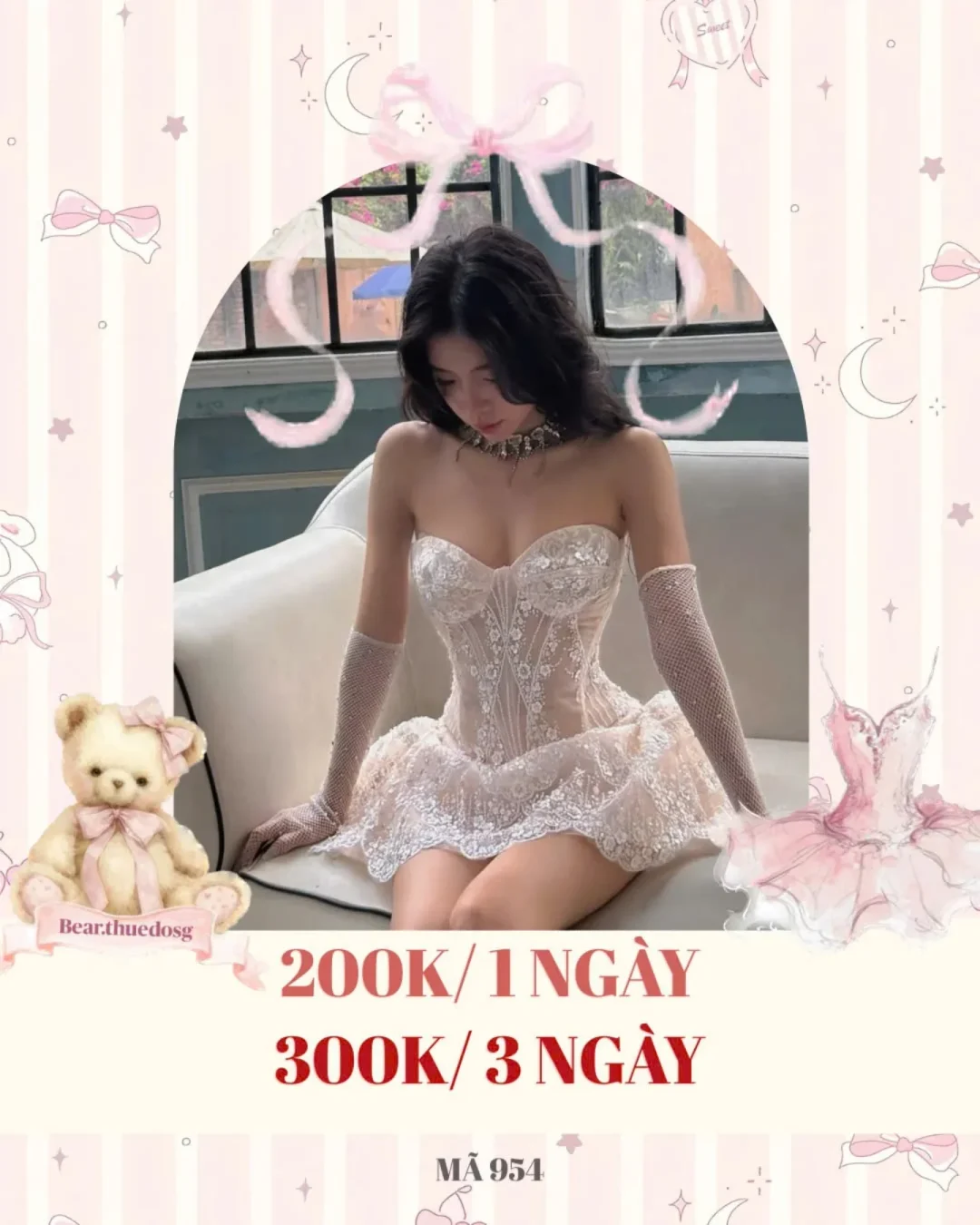 Ảnh 1 của Đầm corset ren trắng size S vintage