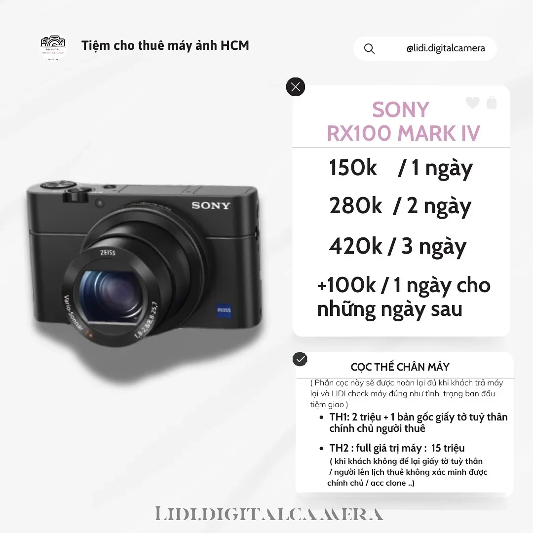 Ảnh 1 của Máy ảnh Sony RX100 Mark IV cho thuê
