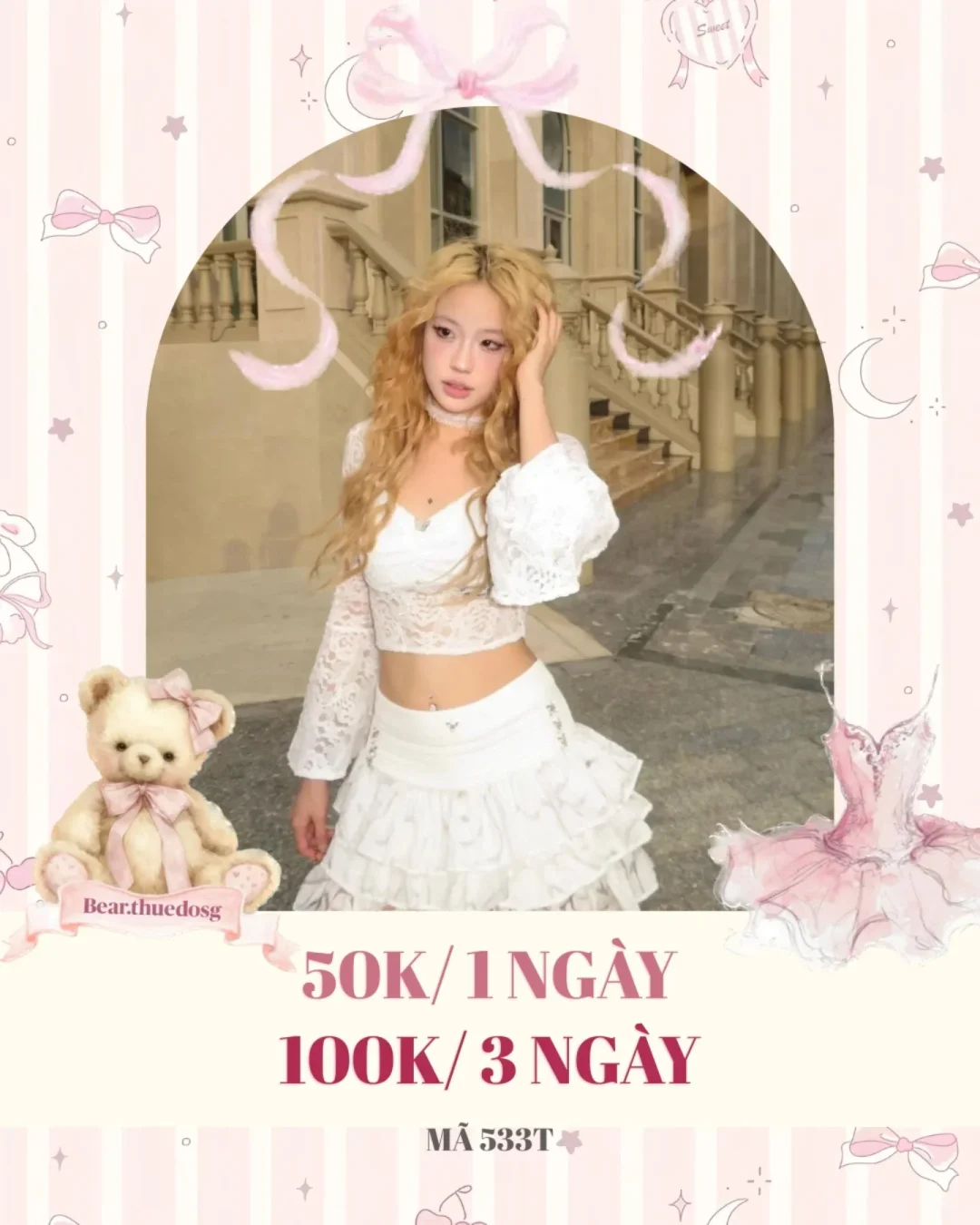 Ảnh 1 của Set croptop ren trắng chân váy bèo nữ