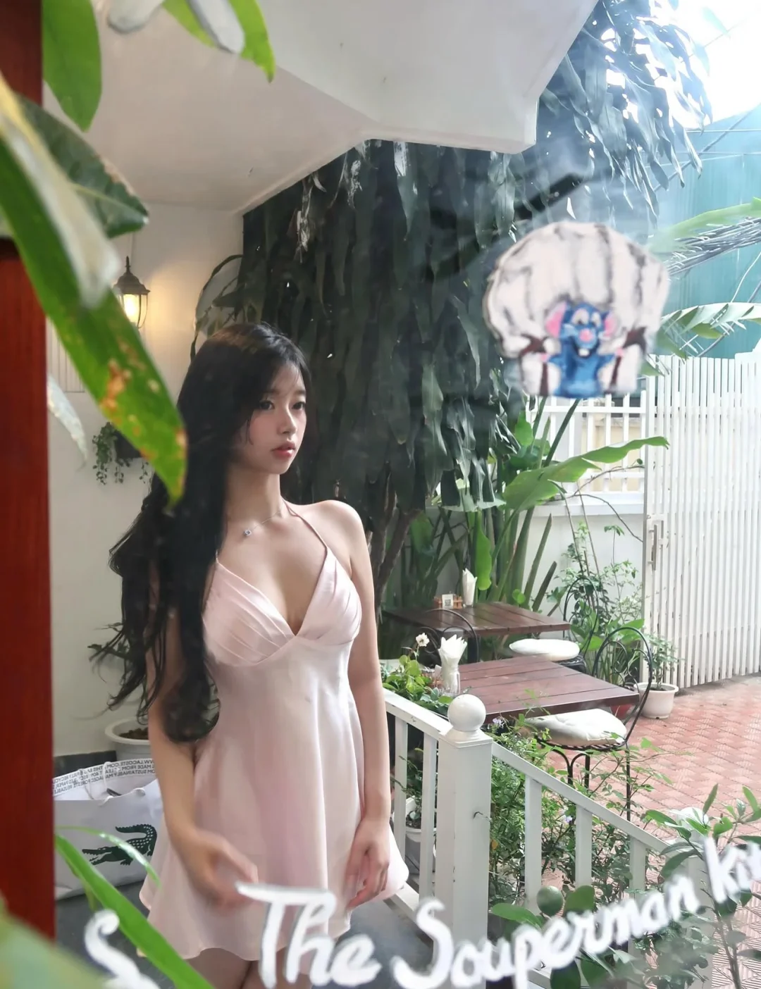 Photo 1 of Đầm lụa hai dây hồng nhạt mini