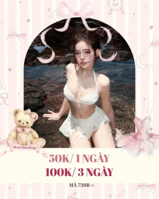 Ảnh 1 của Bikini trắng hai mảnh halter đi biển nữ