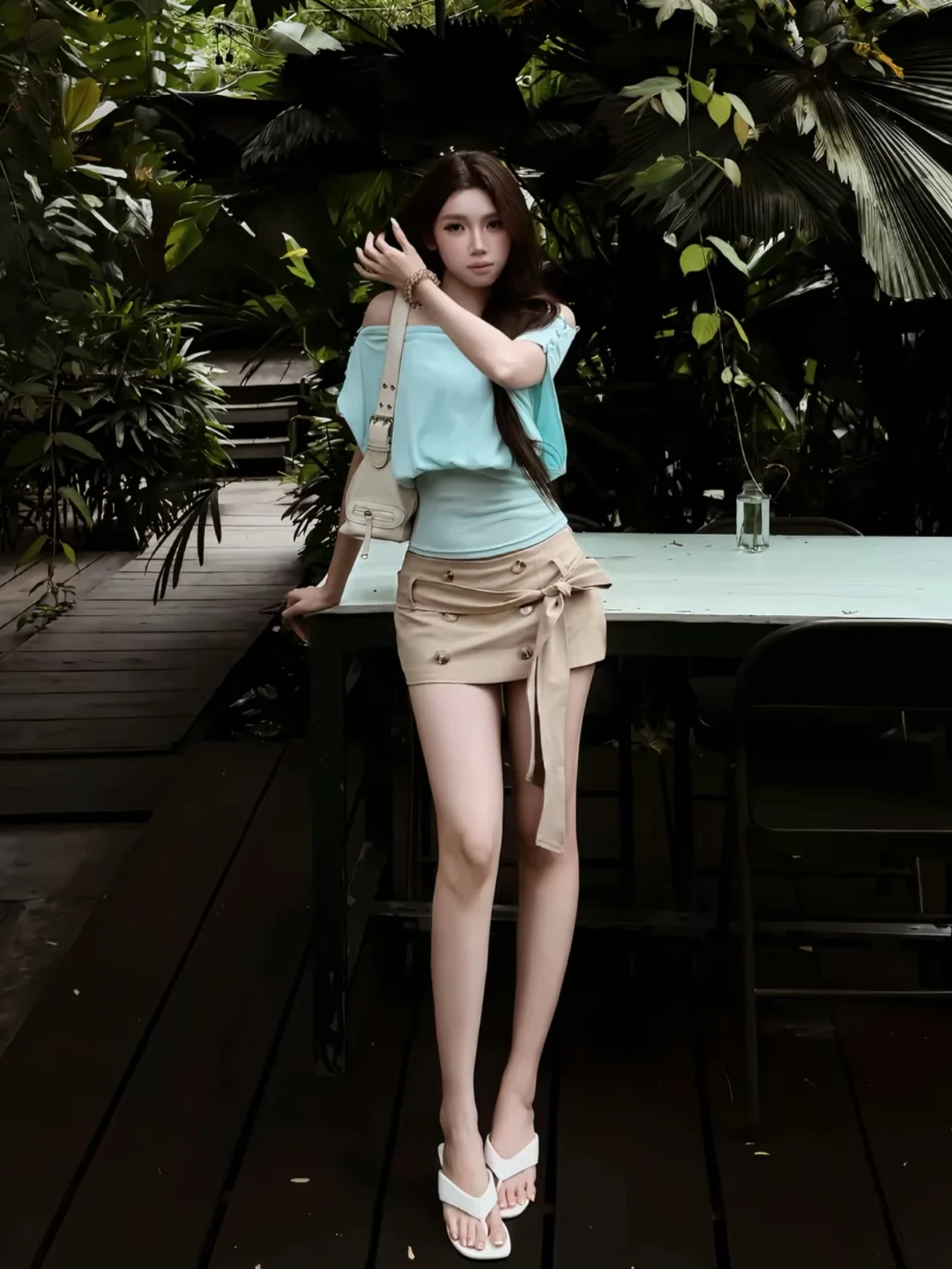 Ảnh 2 của Set áo trễ vai quần short nơ nữ