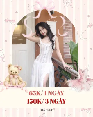 Photo 1 of Đầm corset ren trắng vintage nữ