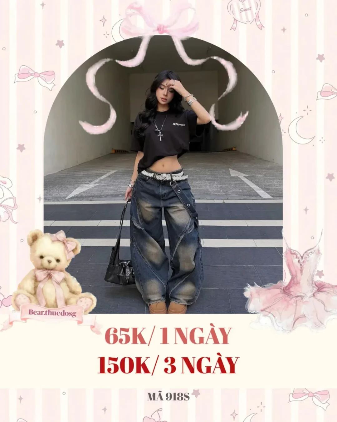 Ảnh 1 của Set crop top jeans nữ streetwear