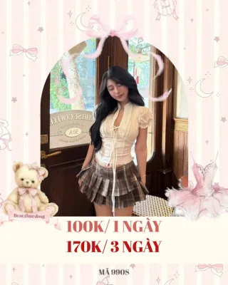Ảnh 1 của Set áo corset trắng chân váy caro nữ