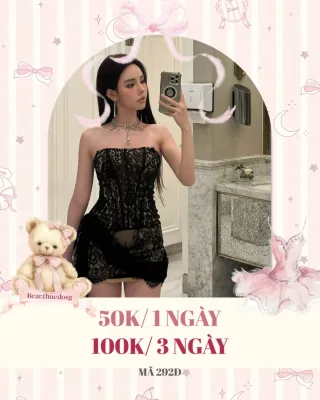 Photo 1 of Váy ren đen mini không dây nữ