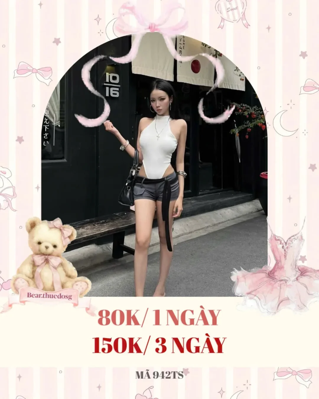 Photo 1 of Bodysuit trắng hở eo nữ sexy