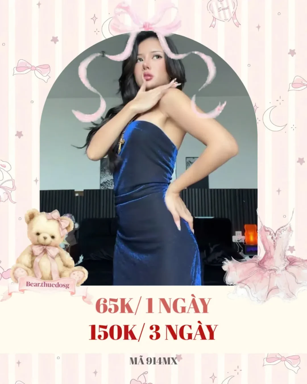 Photo 1 of Váy cúp ngực nhung xanh dương size S