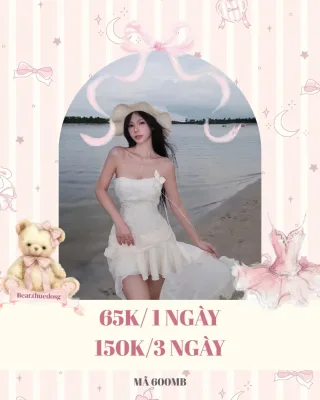 Ảnh 1 của Váy trắng cúp ngực nơ ren nữ tính