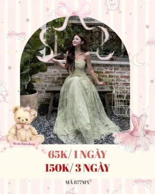 Ảnh 1 của Váy maxi ren xanh mint nữ cho thuê