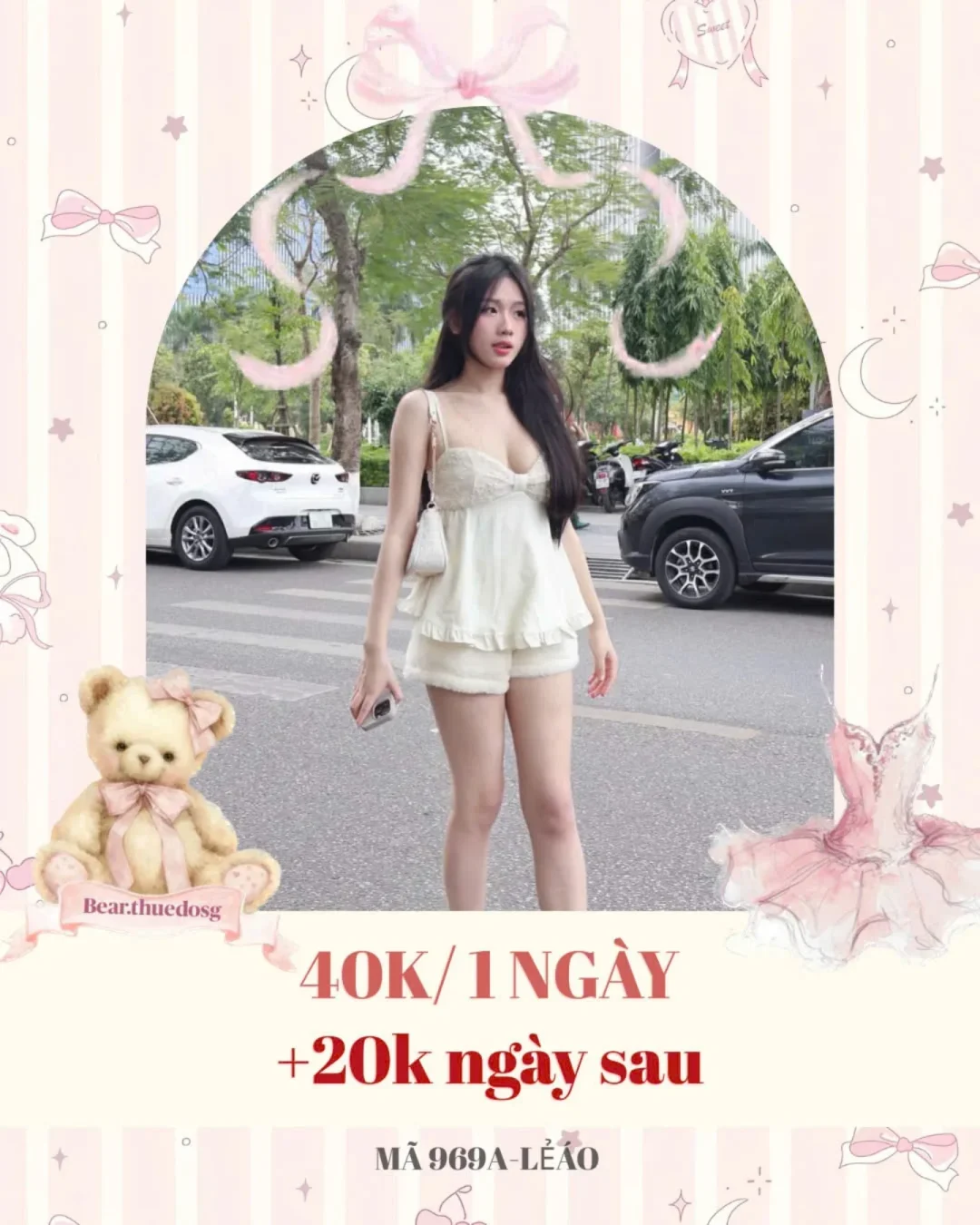 Ảnh 1 của Set đồ babydoll kem hai mảnh nữ