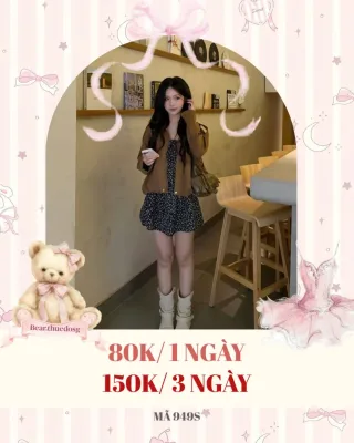 Photo 1 of Set áo khoác nâu váy hoa nhí nữ size M