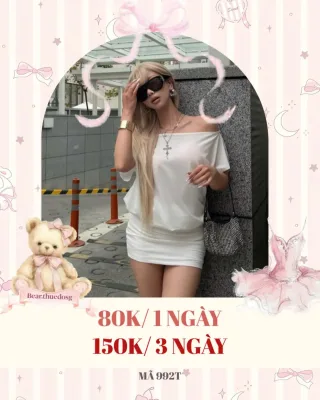 Ảnh 1 của Váy mini trễ vai trắng size M nữ