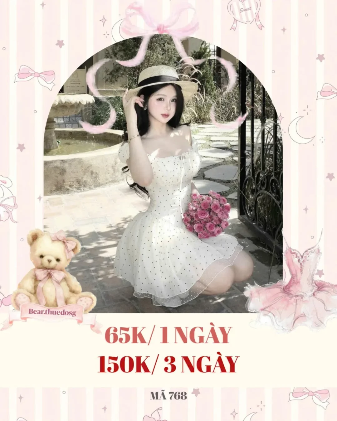 Photo 1 of Váy chấm bi trắng trễ vai nữ