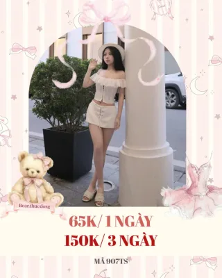 Ảnh 1 của Set áo crop top chân váy trắng nữ size M