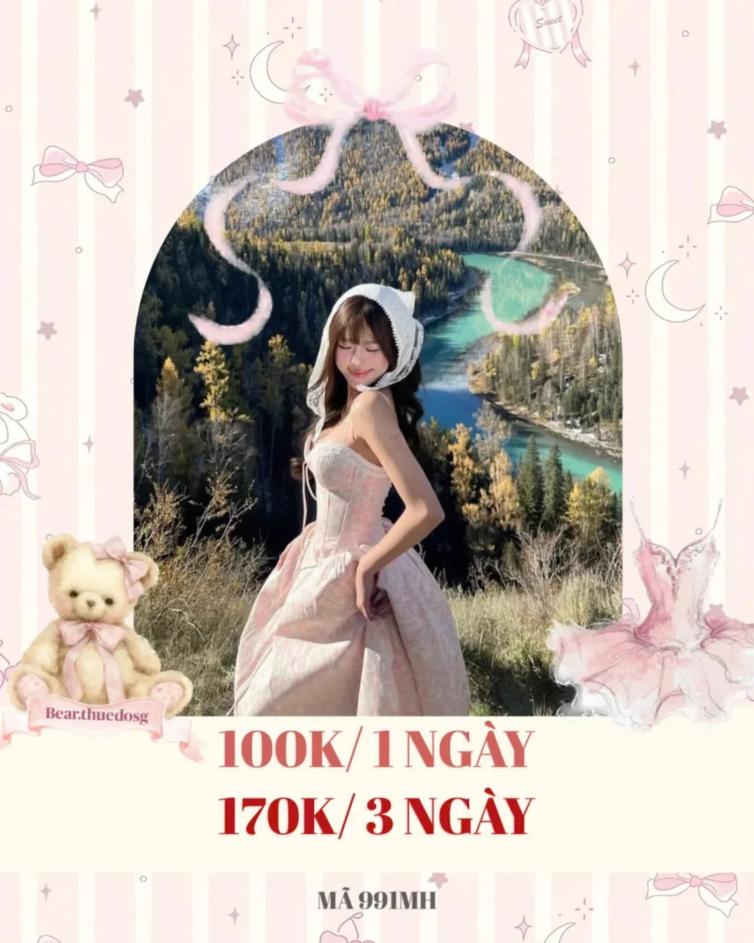 Ảnh 1 của Váy corset ren hồng pastel nữ vintage