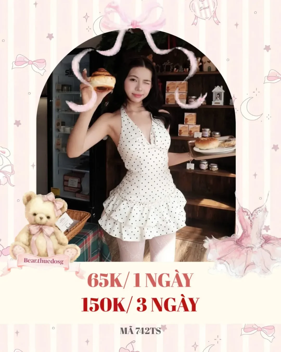 Ảnh 1 của Váy chấm bi trắng nữ tính size M