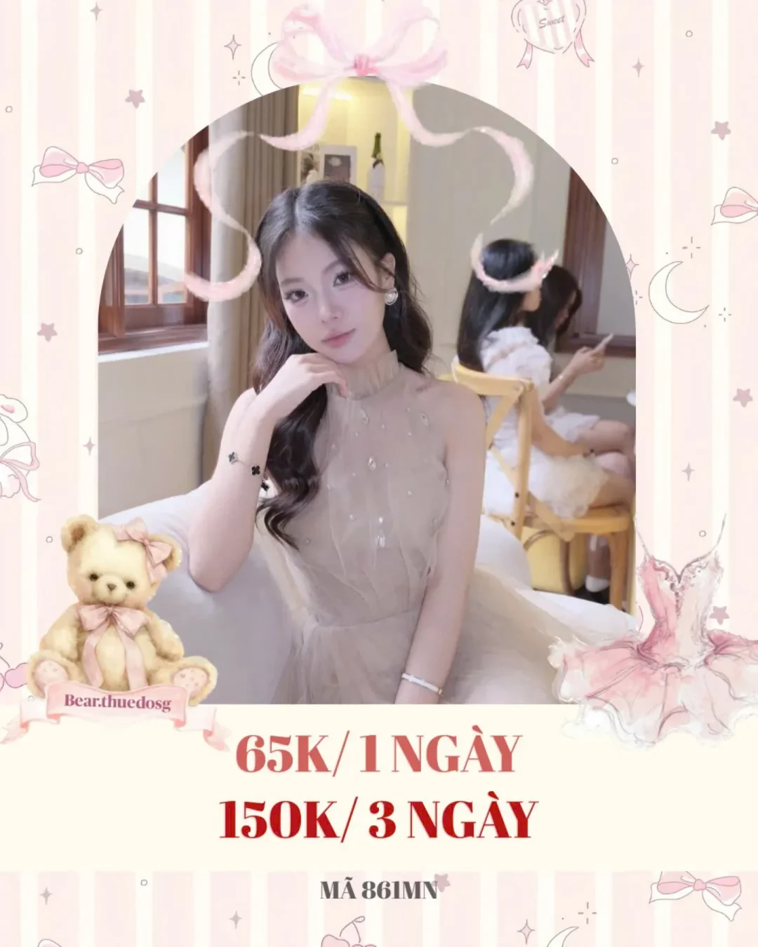 Ảnh 1 của Váy voan be cao cổ nữ dự tiệc