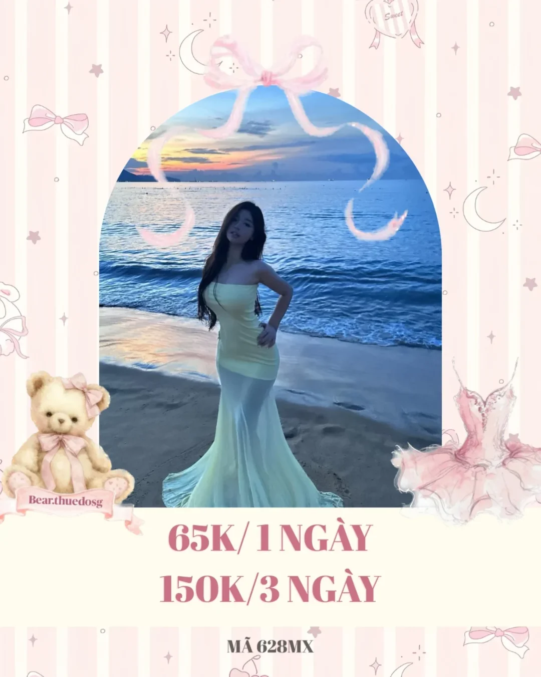 Ảnh 1 của Đầm cúp ngực xanh mint đuôi cá size M