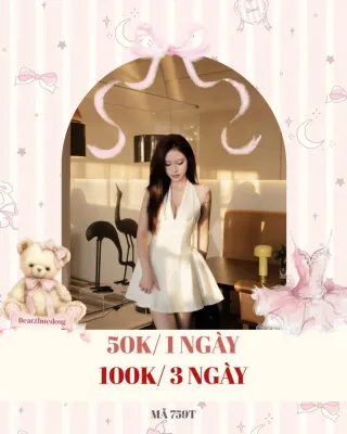 Photo 1 of Váy mini trắng cổ yếm nữ dự tiệc