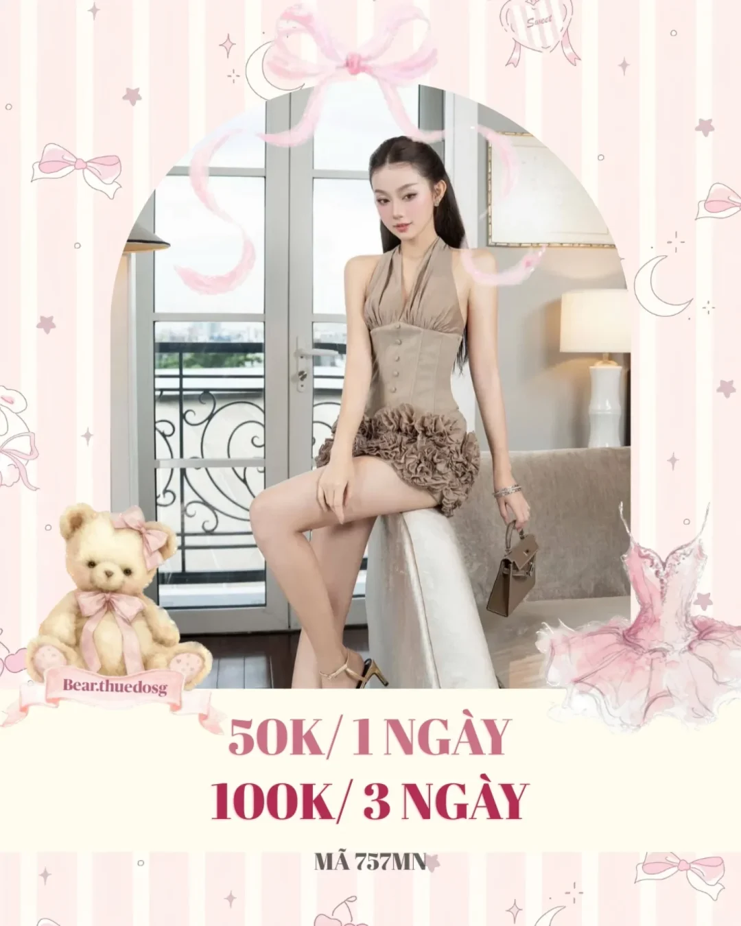 Ảnh 1 của Set váy corset be nhún bèo nữ