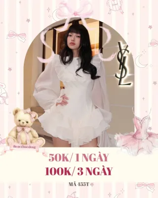 Photo 1 of Váy trắng bèo nhún tay phồng nữ