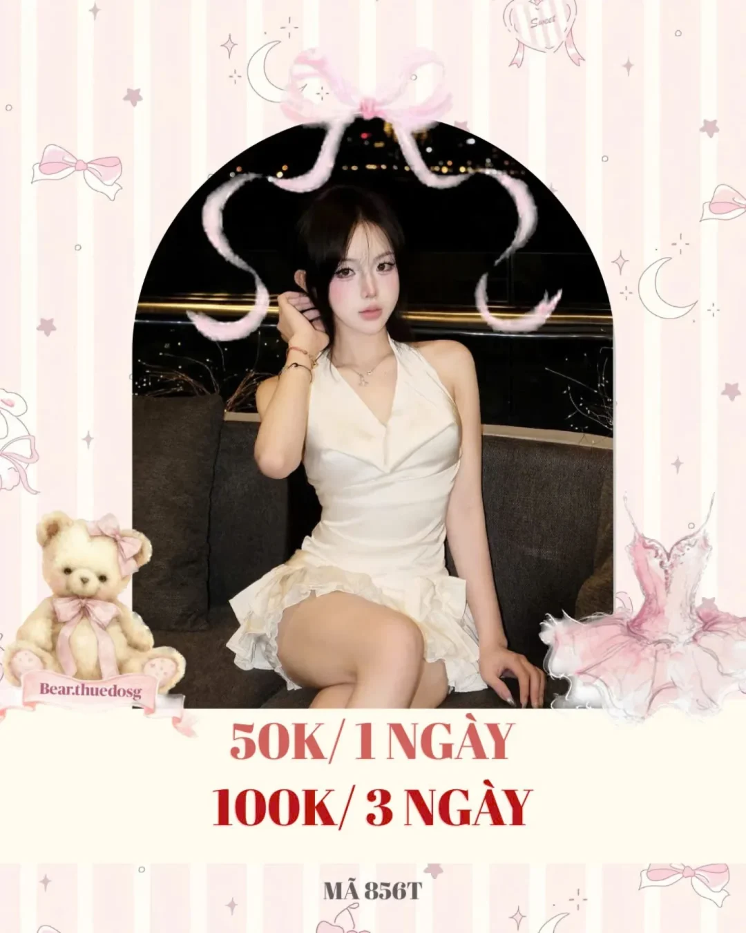 Photo 1 of Váy halter trắng ngắn lụa nữ tính