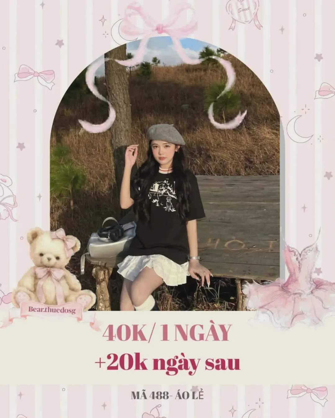 Photo 1 of Set áo thun đen chân váy trắng nữ