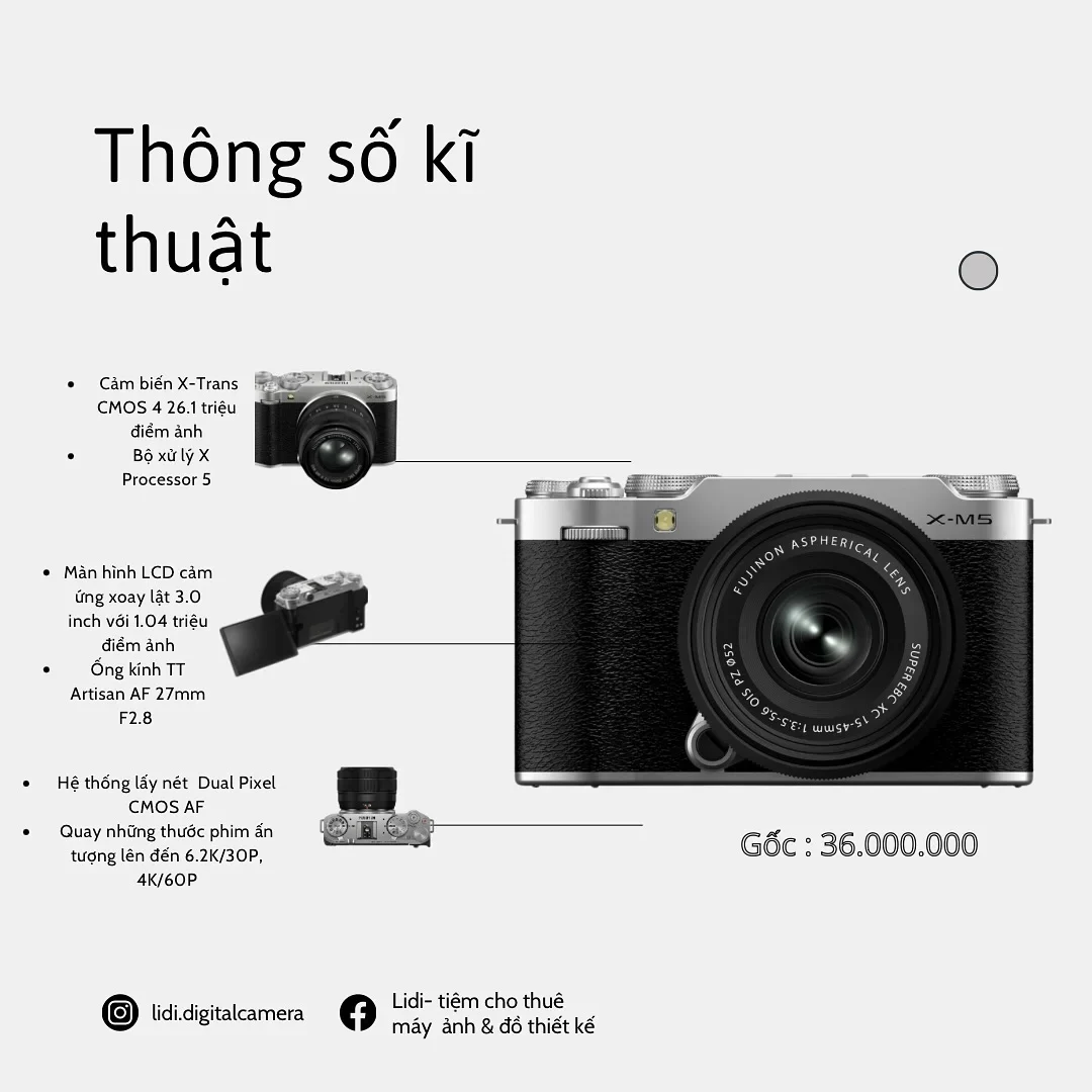 Ảnh 2 của Máy ảnh Fujifilm X-M5 mirrorless cho thuê