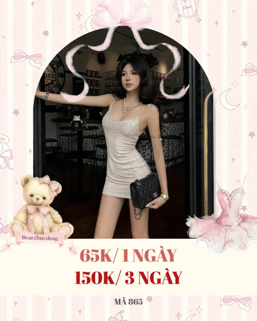 Ảnh 1 của Đầm kim sa ngắn bodycon trắng bạc size M